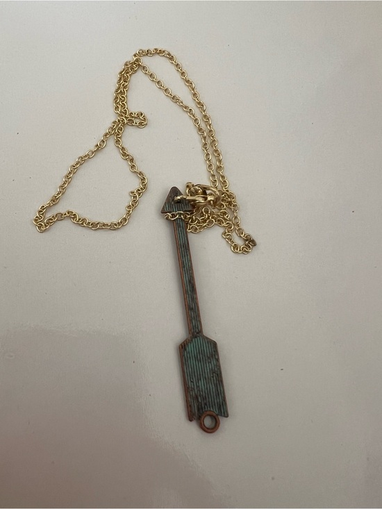 Jewelry - Gold Chain Necklace with Turquoise Patina Arrow Pendant